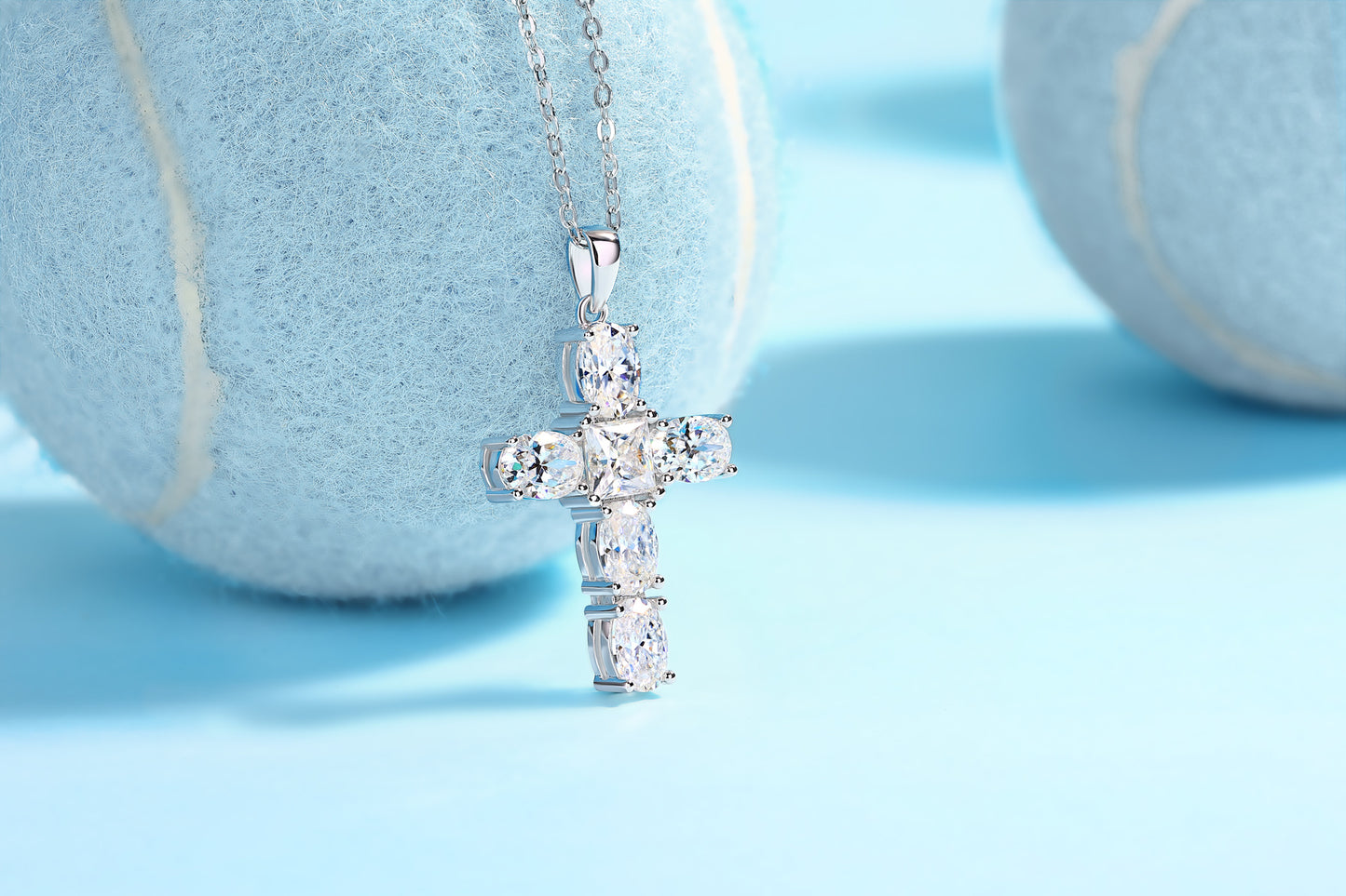 Soul Guidance - Fashionable Cross Jewelry Pendant Set With Moissanite S925 Sterling Silver And Platinum-plated Diamond, Moissanite Silver Jewelry