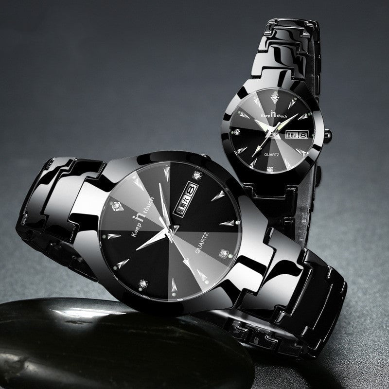 Luminous Couples Calendar Quartz Watch Set