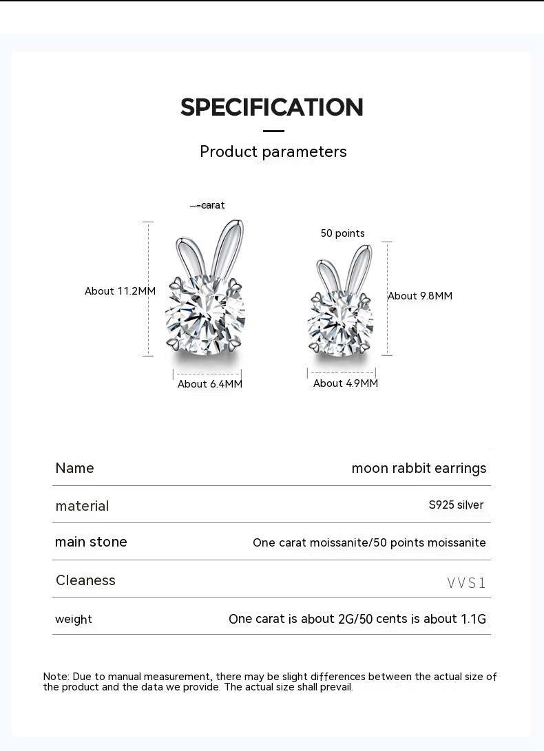 Bunny Ears - 1 Carat Moissanite Sterling Silver Earrings