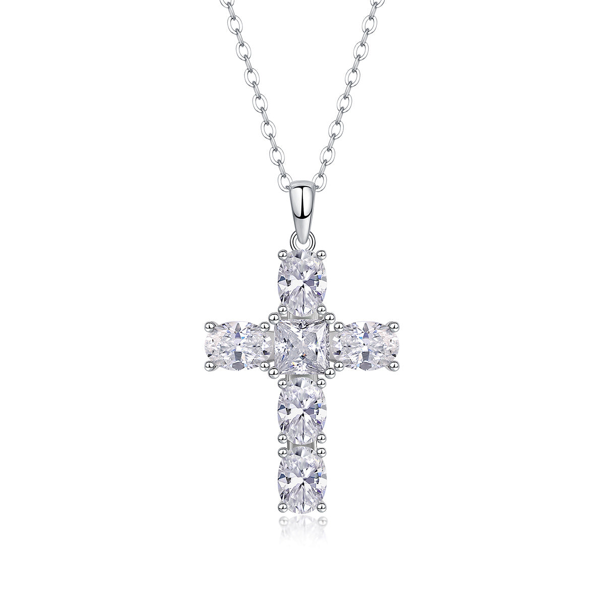 Soul Guidance - Fashionable Cross Jewelry Pendant Set With Moissanite S925 Sterling Silver And Platinum-plated Diamond, Moissanite Silver Jewelry