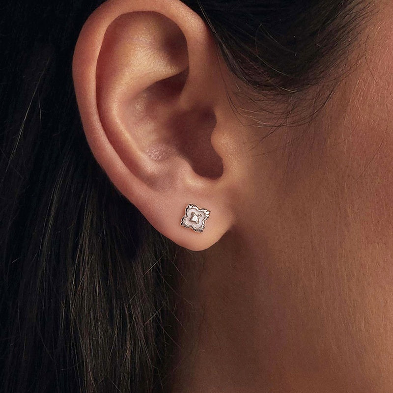 Fritillary Clover Moissanite Stud Earrings S925 Sterling Silver Stud Earrings