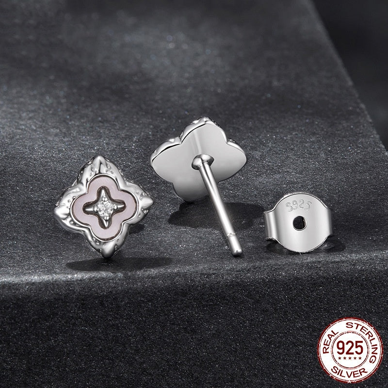 Fritillary Clover Moissanite Stud Earrings S925 Sterling Silver Stud Earrings
