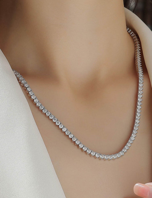 Solitude Moissanite Tennis Chain S925 Silver-Plated Platinum - GuardianAngel Jewels