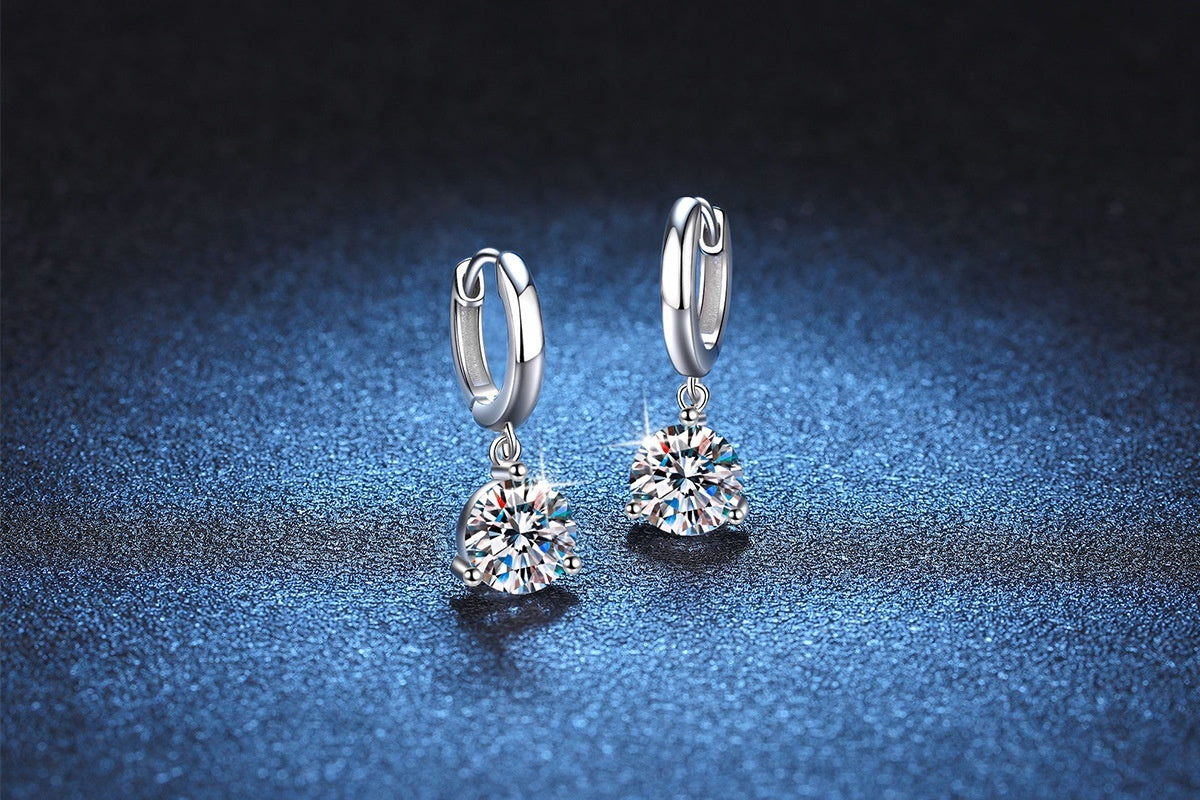 European And American S925 Sterling Silver Earrings Moissanite