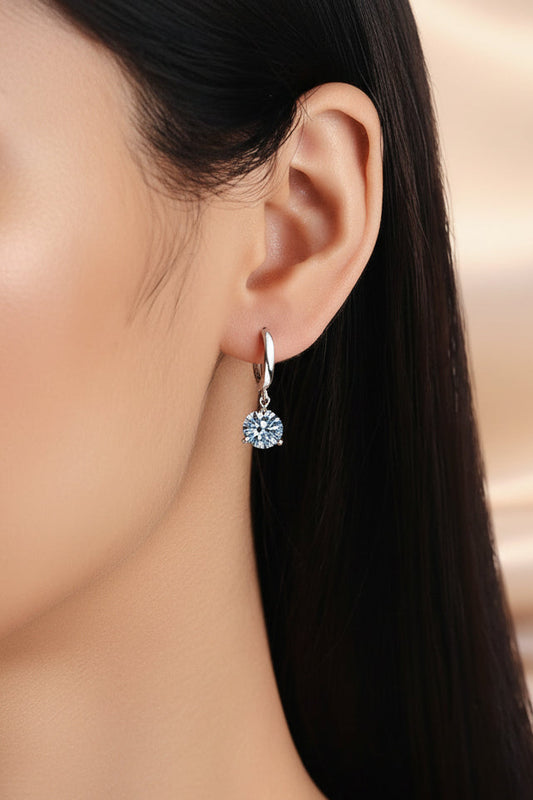 😁 - 1 Carat Moissanite Hoop Drop Sterling Silver Earrings - GuardianAngel Jewels