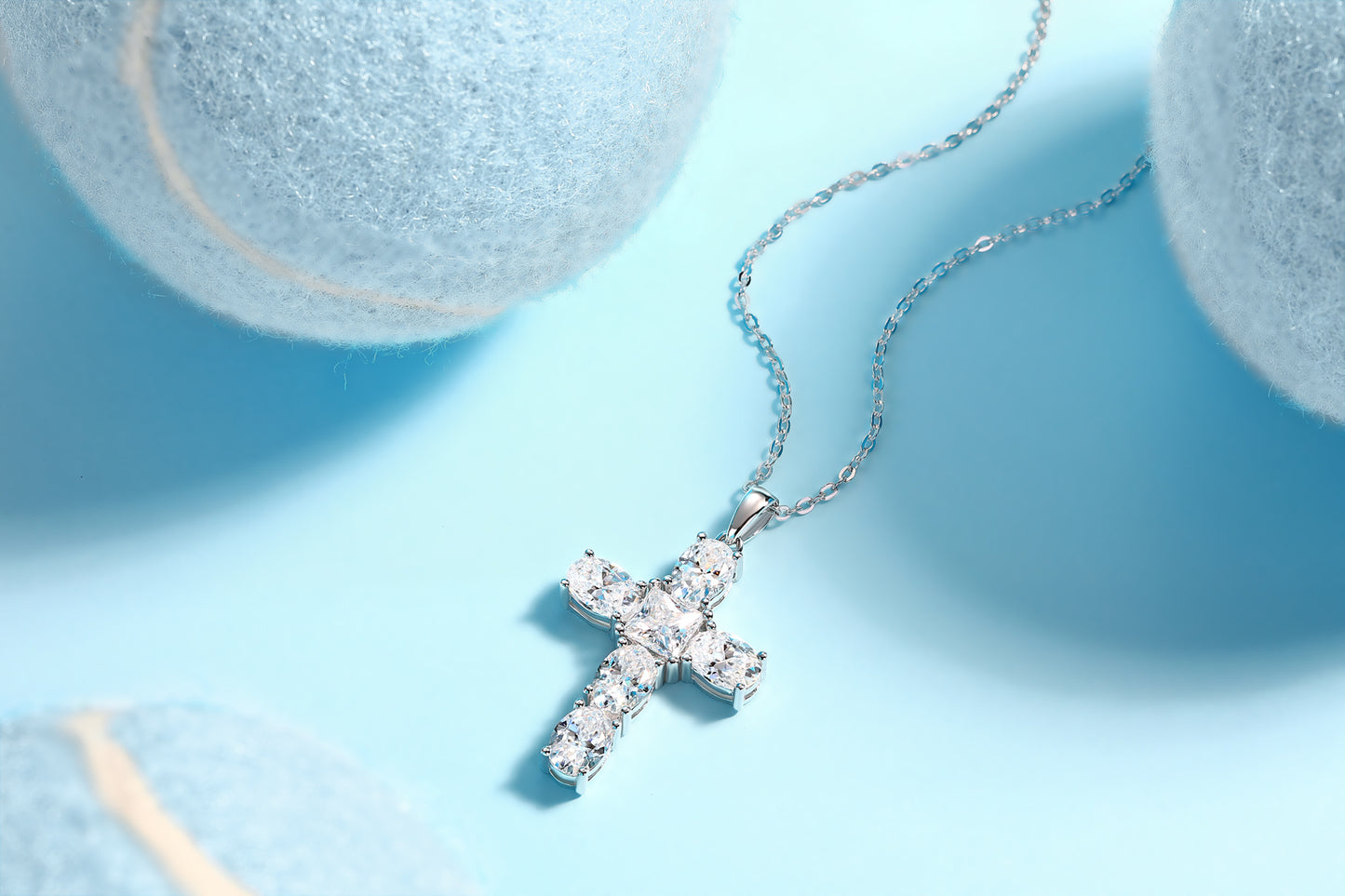 Soul Guidance - Fashionable Cross Jewelry Pendant Set With Moissanite S925 Sterling Silver And Platinum-plated Diamond, Moissanite Silver Jewelry