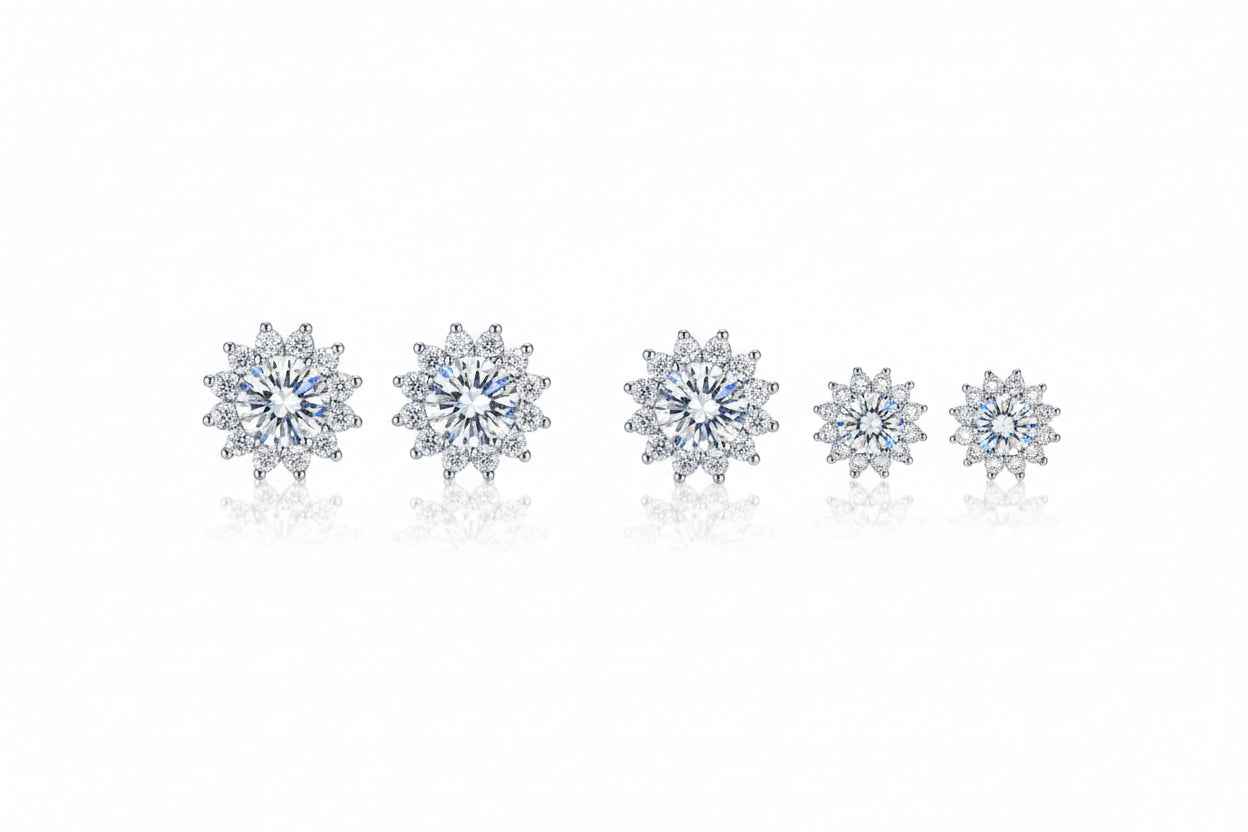 🌻 SunFlower - Moissanite Silver Stud Earrings