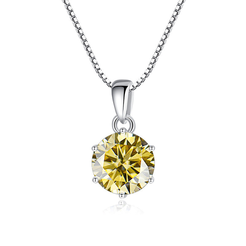 Solitaire - Round 6 Prong Moissanite Pendant Necklace