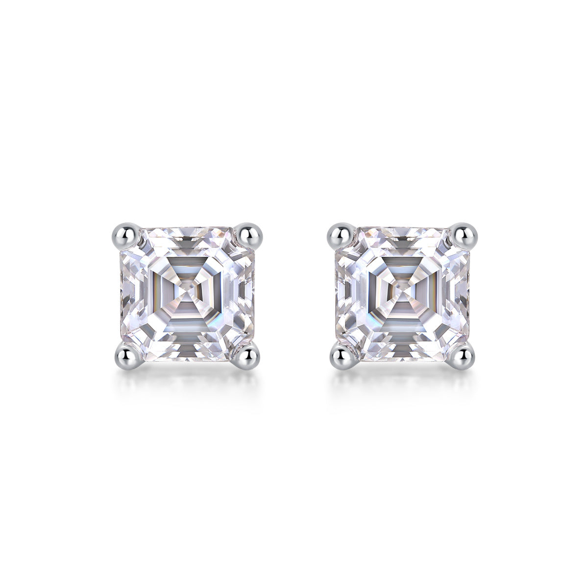 Luxurious Diamond Earring Set With Square Moissanite S925 Sterling Silver And Platinum-plated