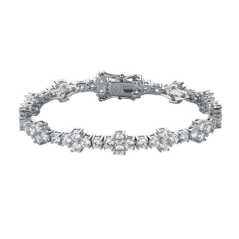 Simple And Light Luxury Temperament 3mm Moissanite Cross Bracelet Women's Sterling Silver