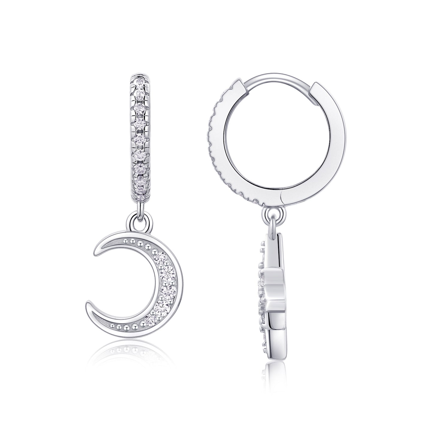 Star and Moon Moissanite Diamond Earrings S925 Sterling Silver And Platinum-plated Diamonds