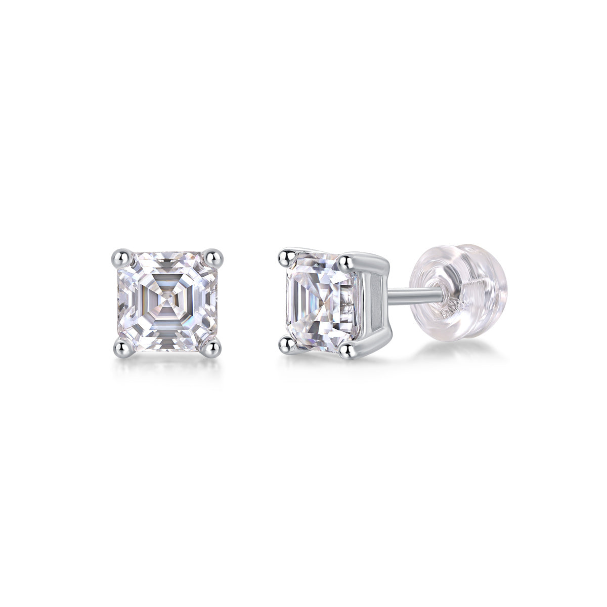 Luxurious Diamond Earring Set With Square Moissanite S925 Sterling Silver And Platinum-plated
