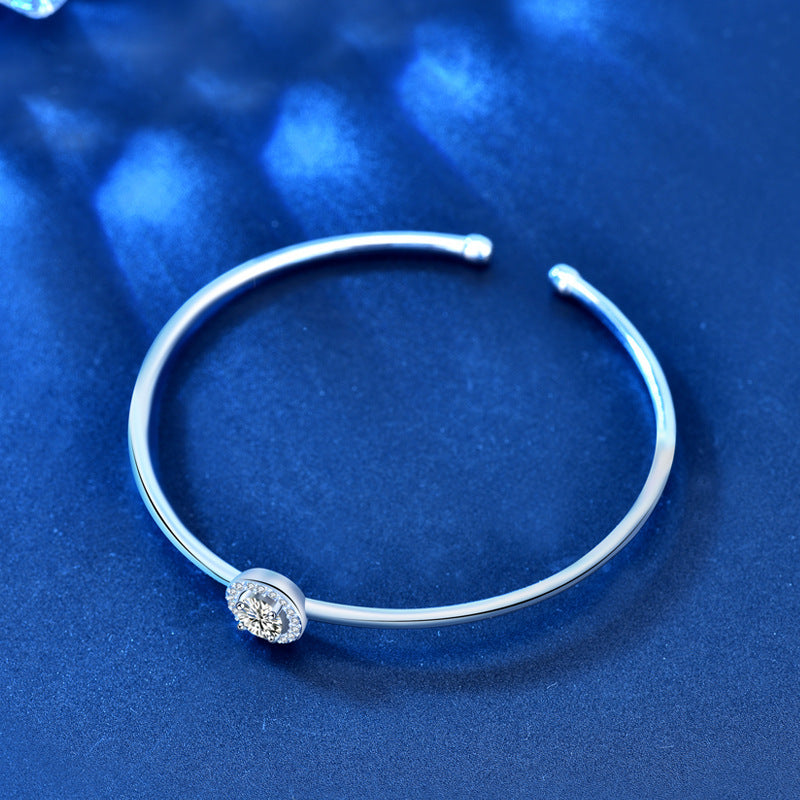 Simple Moissanite Round Bag Bracelet Silver