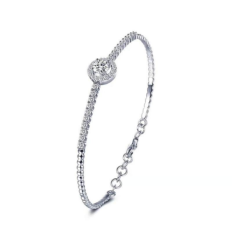 Moissanite Round Bag Bracelet Sterling Silver