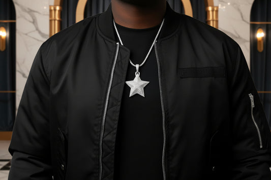 GRA Certified Kings Star Moissanite Pendant Platinum Plated - GuardianAngel Jewels