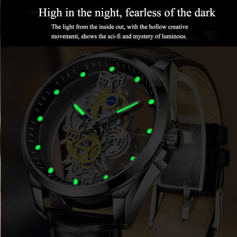 Skeleton Automatic Quartz Watch Gold Vintage
