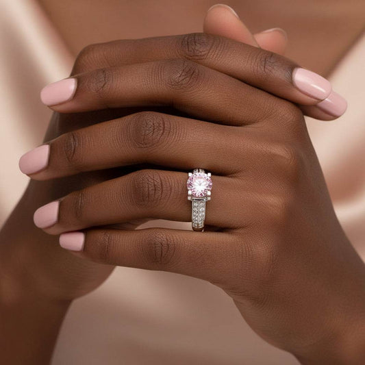 Aura Moissanite Adjustable Opening Platinum Ring - GuardianAngel Jewels