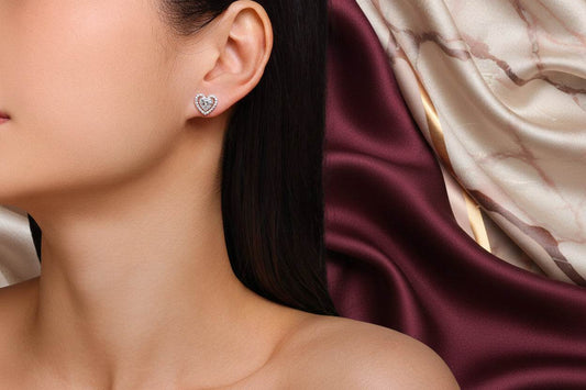 Heart Shaped Halo - 1 Carat Moissanite Stud Earrings - GuardianAngel Jewels