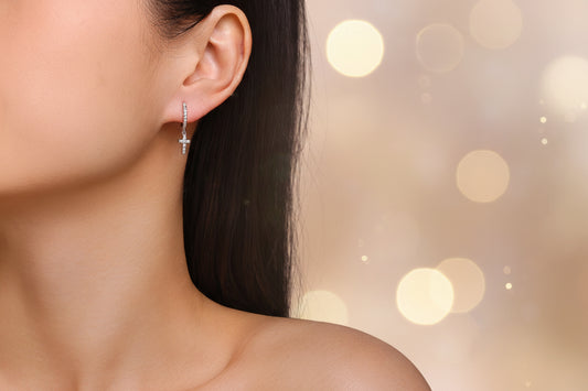 Patience Moissanite Hoop Earrings Platinum Plated - GuardianAngel Jewels