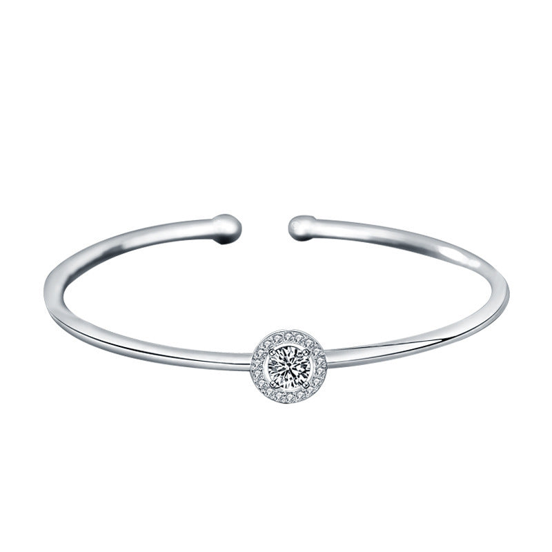 Simple Moissanite Round Bag Bracelet Silver