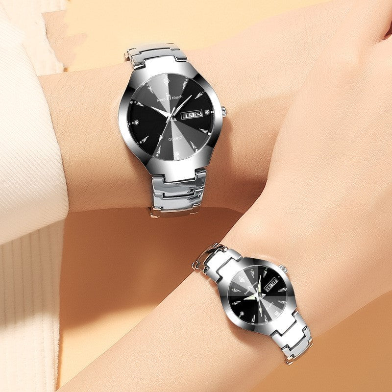 Luminous Couples Calendar Quartz Watch Set