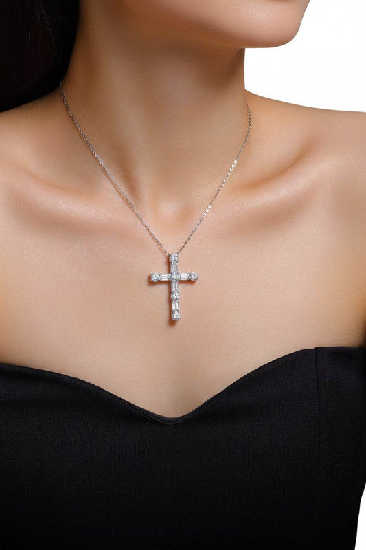 The Light - Moissanite Necklace Pendant Platinum Plated - GuardianAngel Jewels