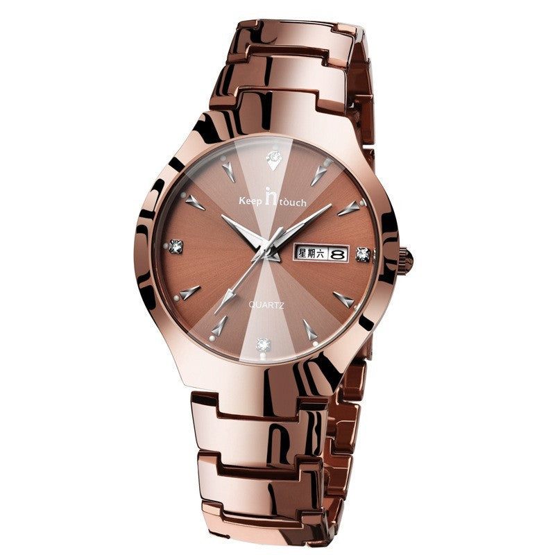 Luminous Couples Calendar Quartz Watch Set