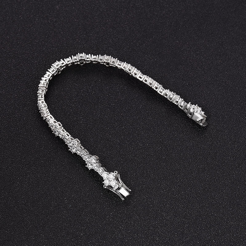 Simple And Light Luxury Temperament 3mm Moissanite Cross Bracelet Women's Sterling Silver