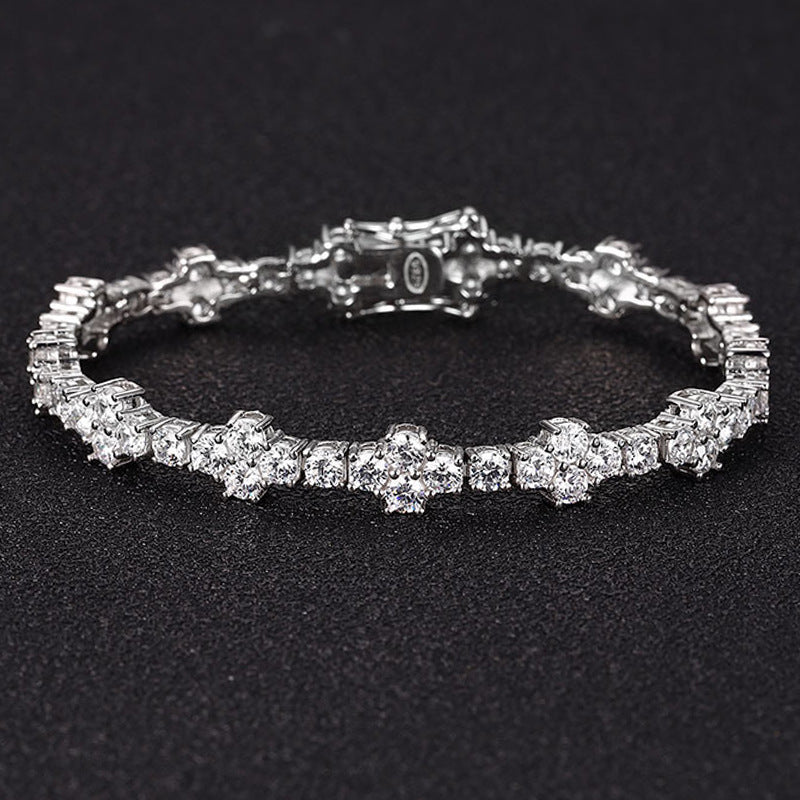 Simple And Light Luxury Temperament 3mm Moissanite Cross Bracelet Women's Sterling Silver