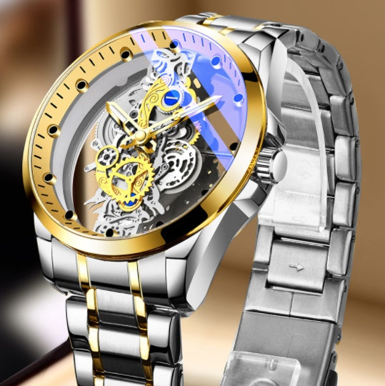 Skeleton Automatic Quartz Watch Gold Vintage