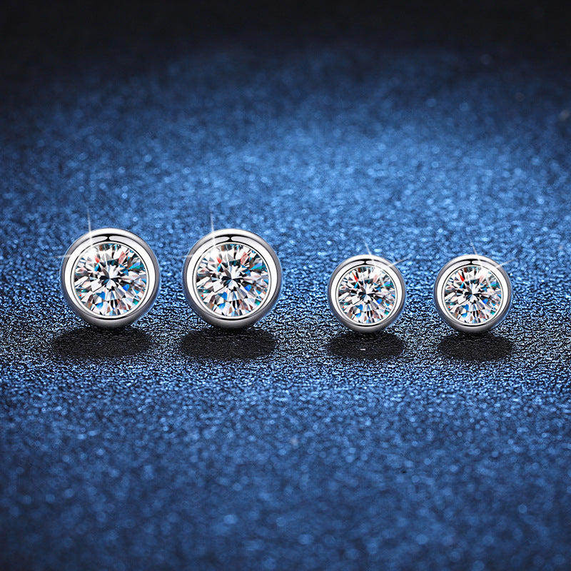 Simple Graceful Moissanite Sterling Silver Stud Earrings