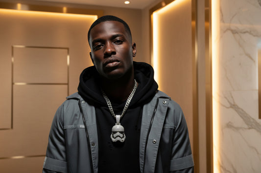 Storm Trooper Moissanite Iced Out Pendant 14K Gold Plated - GuardianAngel Jewels