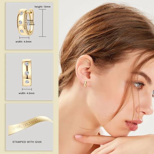 GRA Certified .32Ct Moissanite Hoop Clip D VVS1 10K Solid Gold Earrings