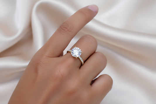 IGI Certified 18k Yellow Gold 6 Prongs Round Diamond Ring - GuardianAngel Jewels