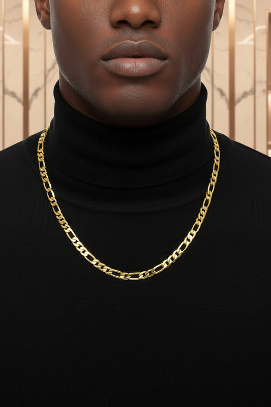 Luxury 24K 9999 Pure Gold real Figaro Chain Necklace 60CM - GuardianAngel Jewels