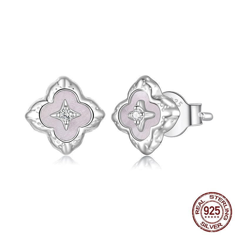 Fritillary Clover Moissanite Stud Earrings S925 Sterling Silver Stud Earrings
