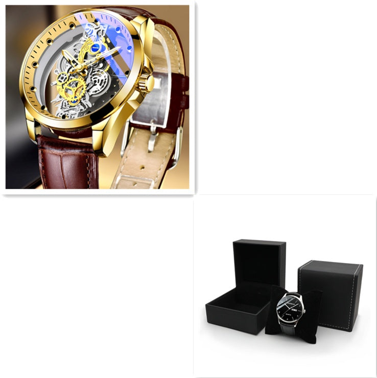 Skeleton Automatic Quartz Watch Gold Vintage