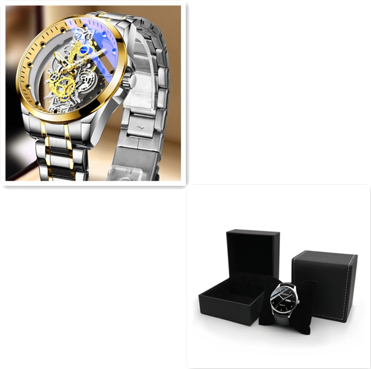 Skeleton Automatic Quartz Watch Gold Vintage