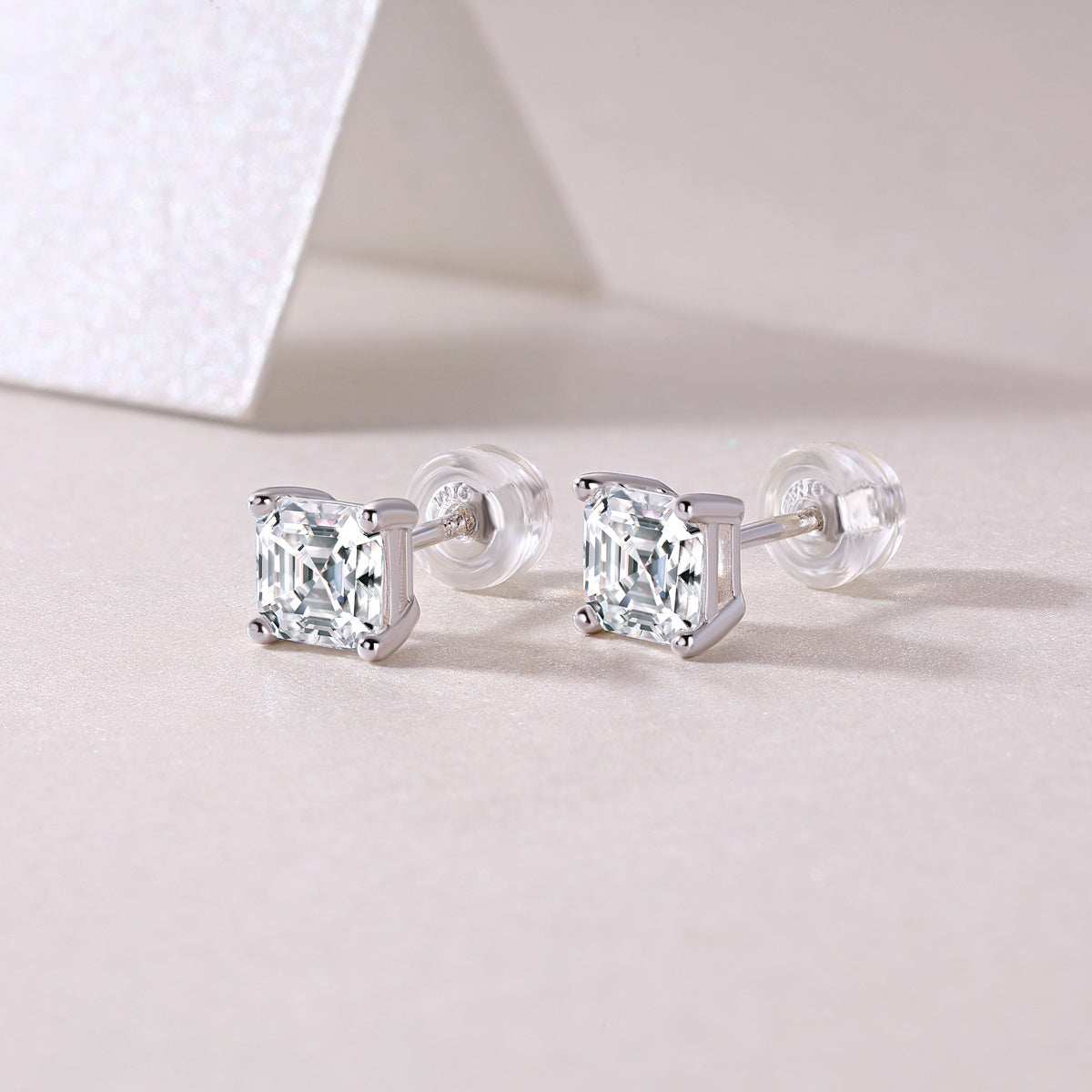 Luxurious Diamond Earring Set With Square Moissanite S925 Sterling Silver And Platinum-plated