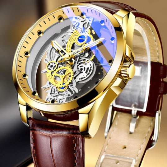 Skeleton Automatic Quartz Watch Gold Vintage