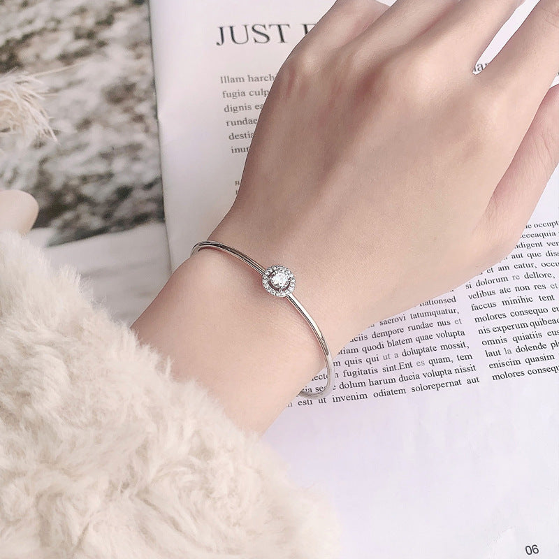 Simple Moissanite Round Bag Bracelet Silver