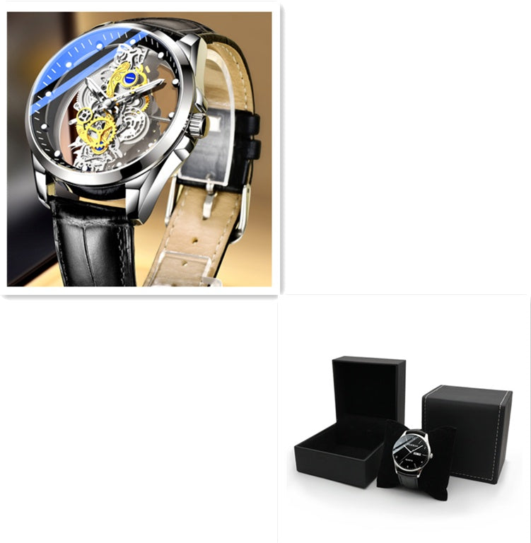 Skeleton Automatic Quartz Watch Gold Vintage
