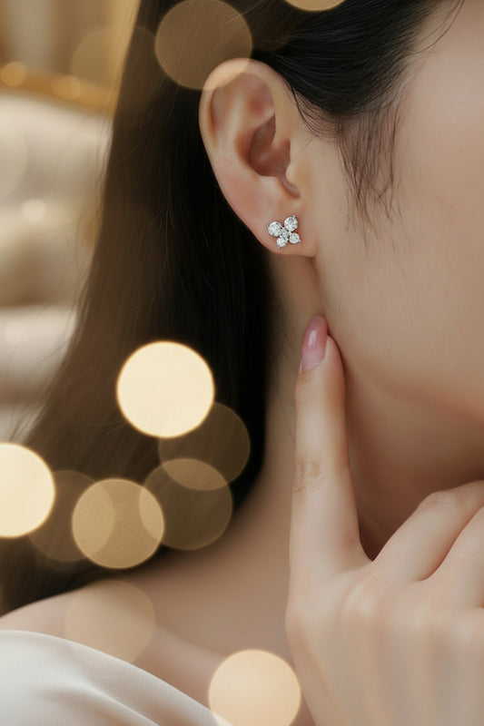 Butterflies - Moissanite Stud Earrings Platinum Plated - GuardianAngel Jewels