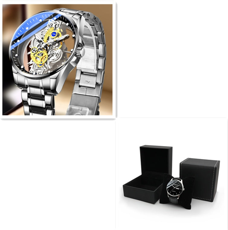 Skeleton Automatic Quartz Watch Gold Vintage