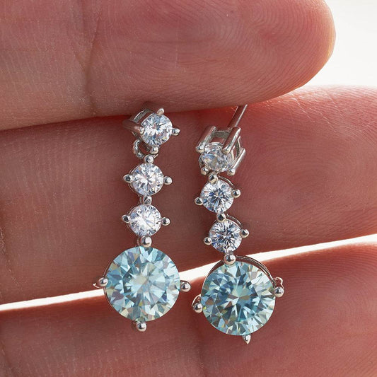 Baby Blue Moissanite Dangle Earrings - GuardianAngel Jewels