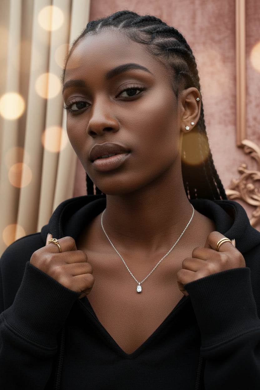 Oval Solitaire 1 Carat Moissanite Necklace Pendant - GuardianAngel Jewels