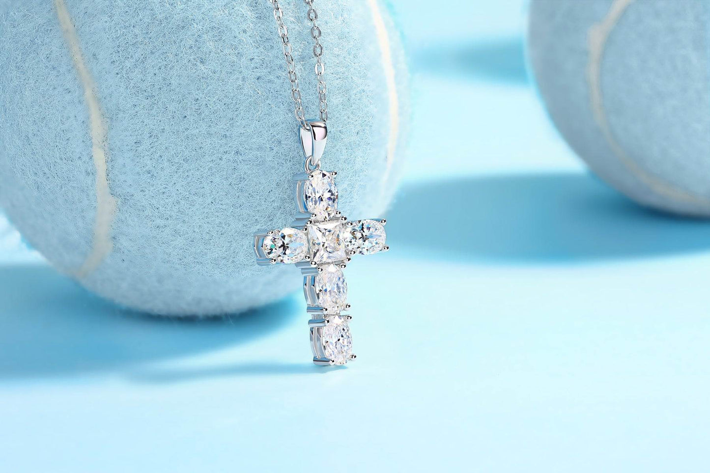 Guidance - Pendant Necklace Set With Moissanite S925 Sterling Silver And Platinum-plated - GuardianAngel Jewels