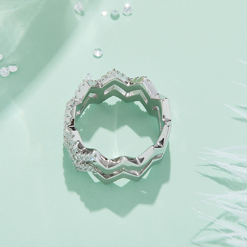 Lightning Shine - Moissanite Ring Silver Platinum plated - GuardianAngel Jewels