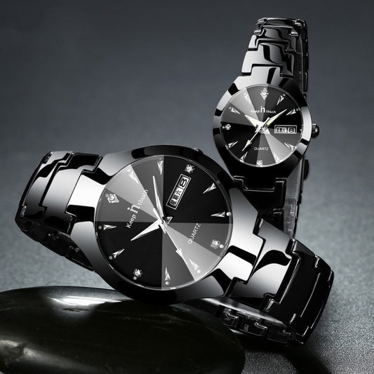 Luminous Couples Calendar Quartz Watch Set