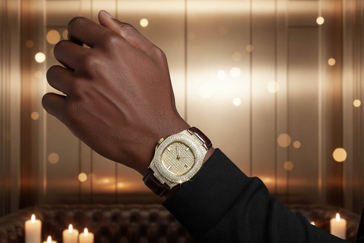 🤩 - Iced Out Moissanite Diamond Belt watch - GuardianAngel Jewels